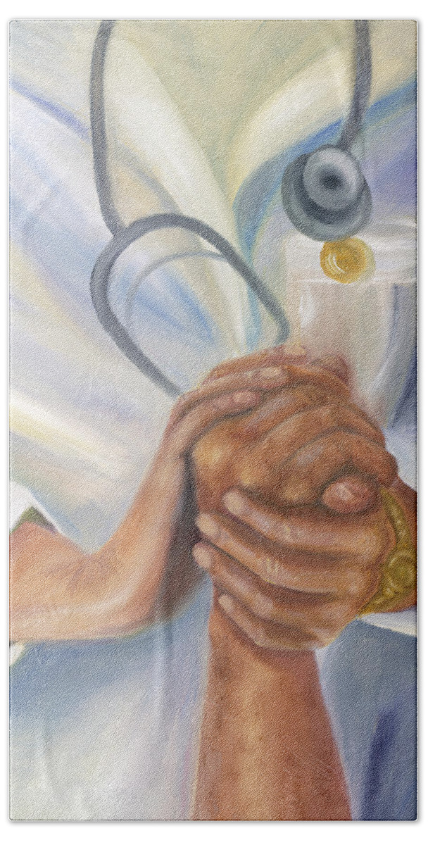 Nursing Hand Towel featuring the painting Caring A Tradition of Nursing by Marlyn Boyd