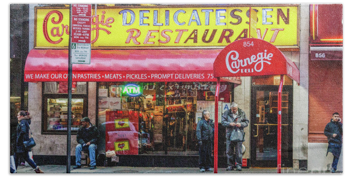 Carnegie Bath Towel featuring the photograph Carnegie Deli by Thomas Marchessault