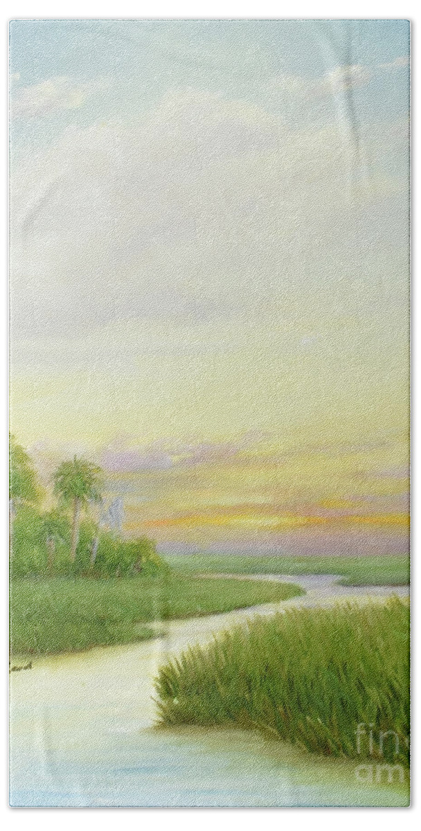Light Sky In Morning Bath Towel featuring the painting Carolina Morning by Audrey McLeod