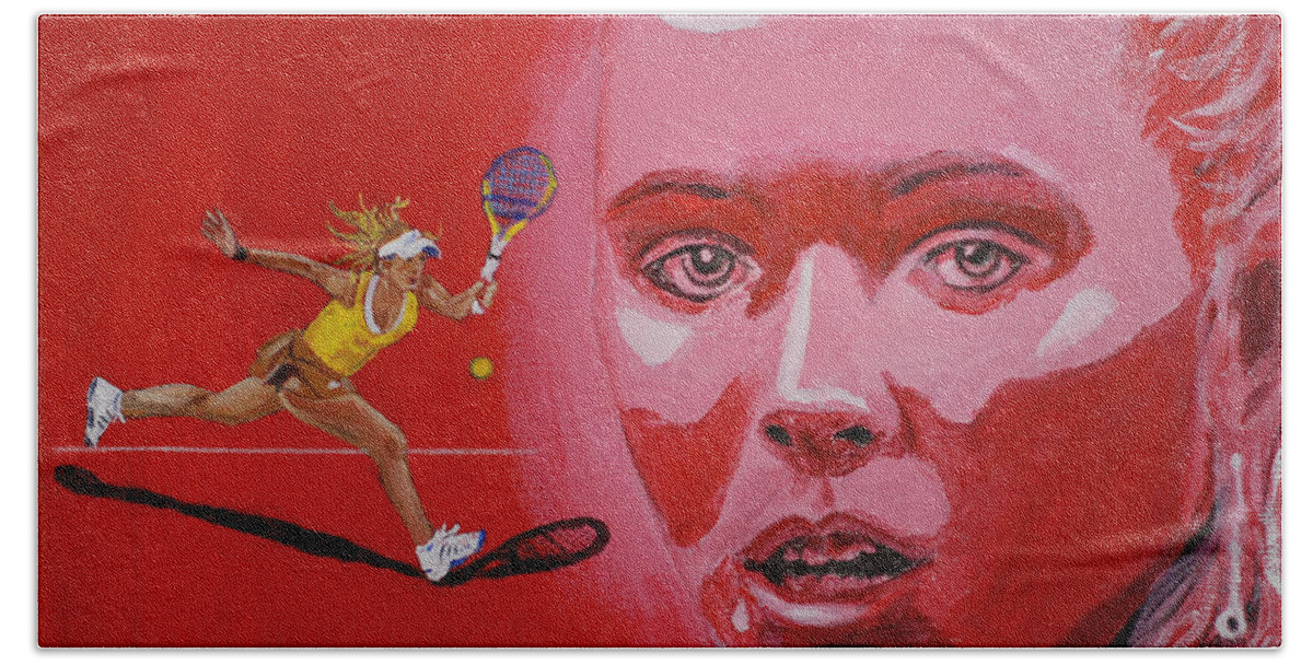 Tennis Bath Towel featuring the painting Caroline Wozniacki by Quwatha Valentine
