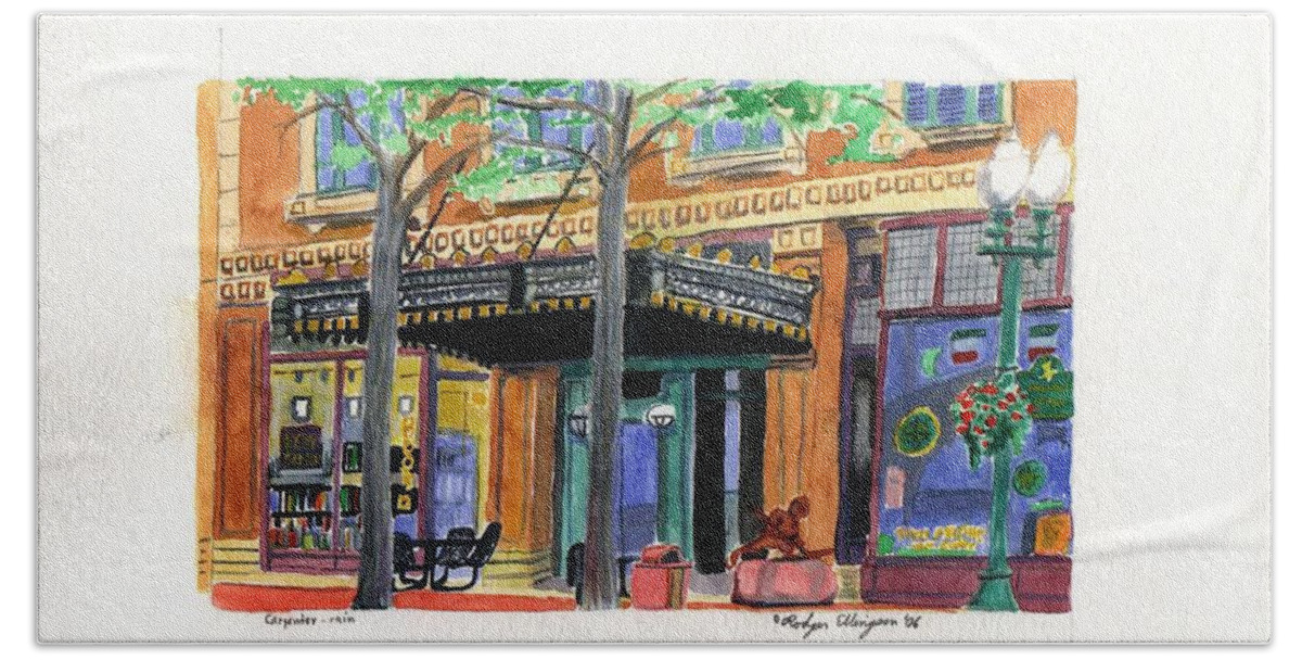 Plein Air Hand Towel featuring the painting Carpenter Hotel-Rain by Rodger Ellingson