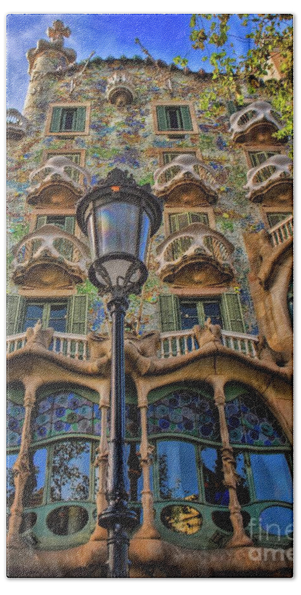 Casa Batllo Hand Towel featuring the photograph Casa Batllo Gaudi by Henry Kowalski