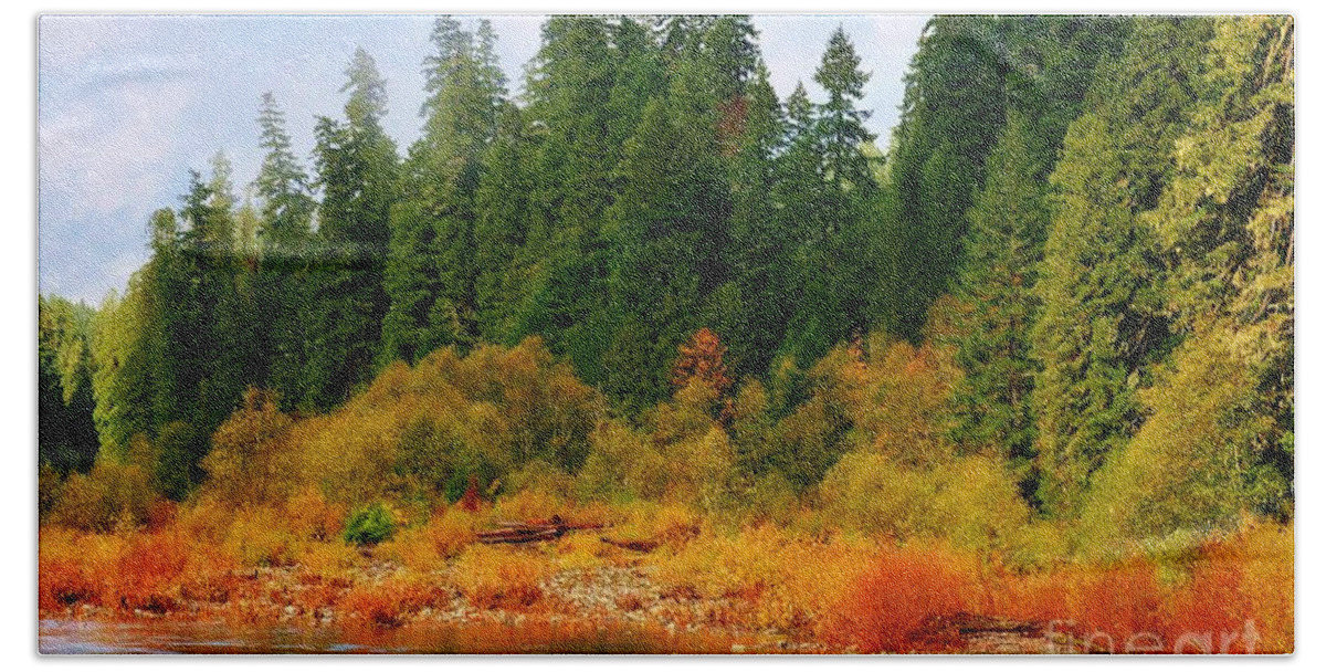 Trees Bath Towel featuring the photograph Cascade Autumn by Sheila Ping