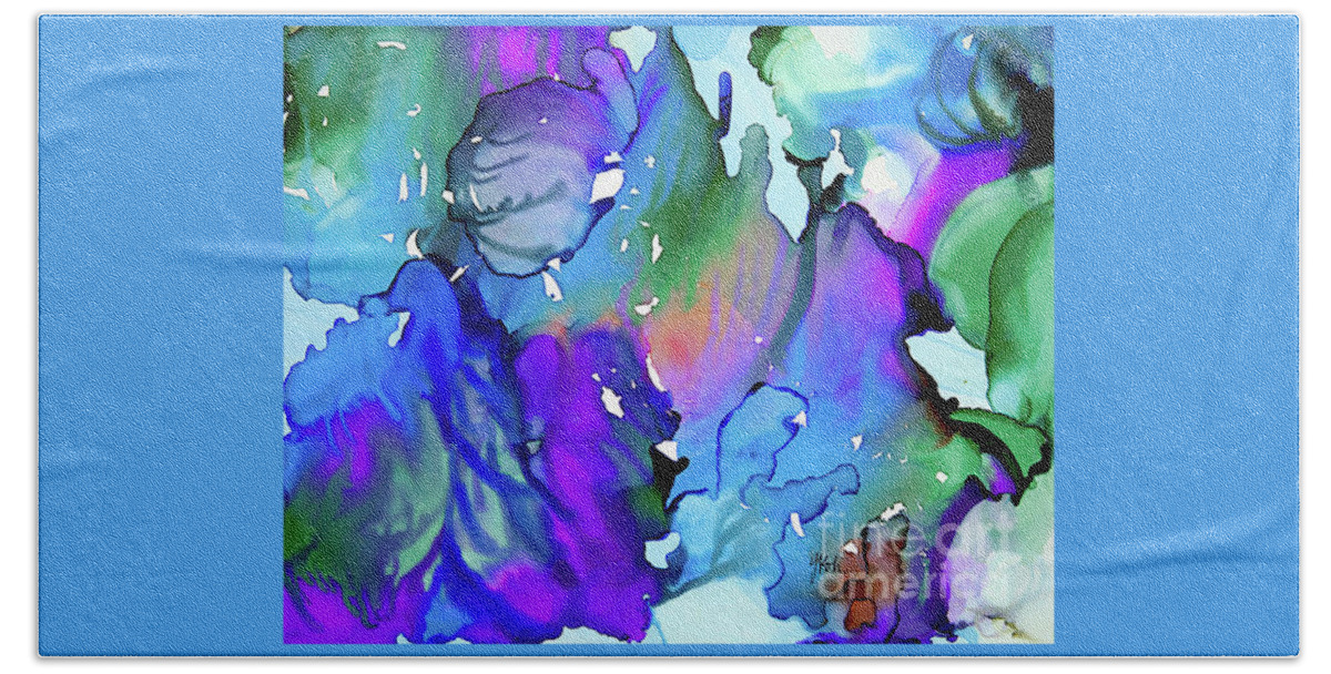 Alcohol Ink Art Bath Towel featuring the painting Cascades by Yolanda Koh