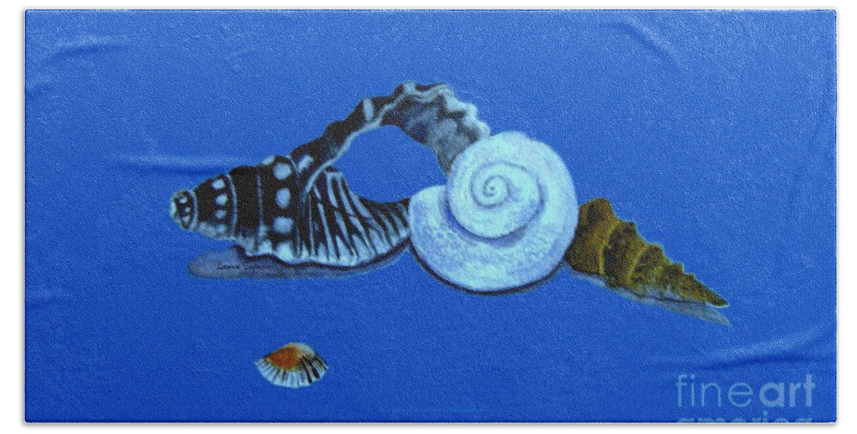 Sea Shells Bath Towel featuring the painting Castles In Blue by Leanne Seymour