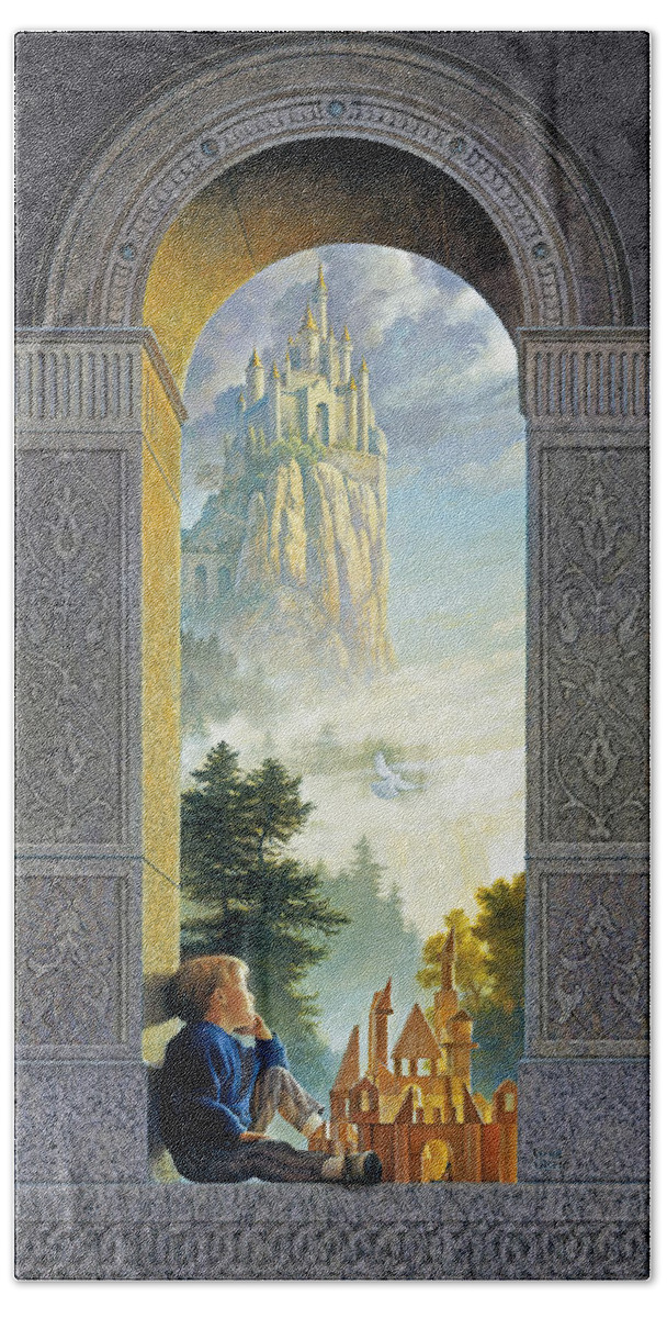 Castles Hand Towel featuring the painting Castles in the Sky by Greg Olsen