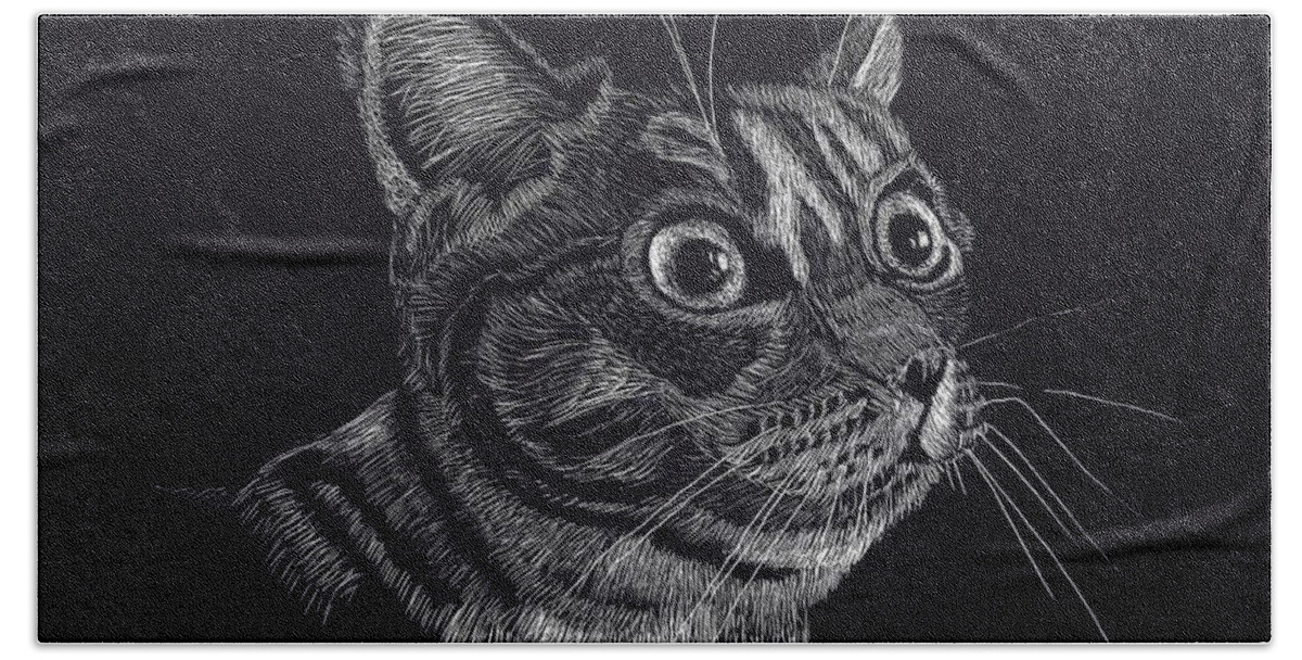 Cat Bath Towel featuring the digital art Cat by Yenni Harrison