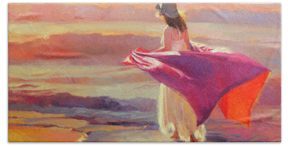 Coast Hand Towel featuring the painting Catching the Breeze by Steve Henderson