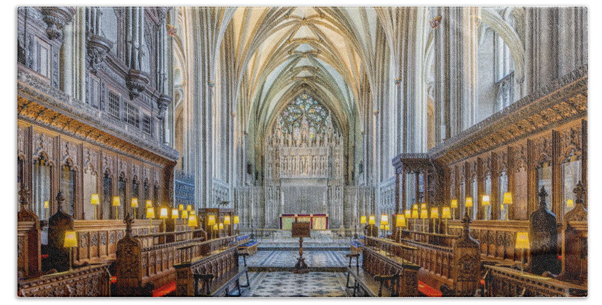 Cathedral Hand Towel featuring the photograph Cathedral Aisle by Adrian Evans