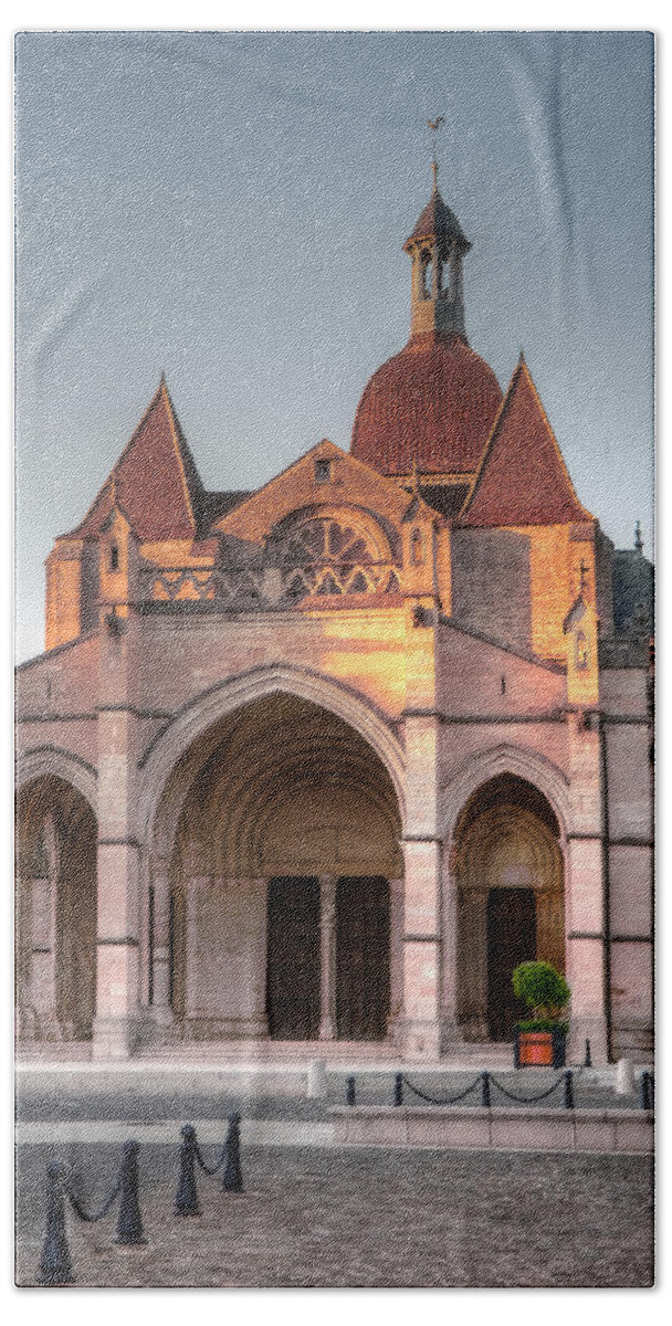 Church Hand Towel featuring the photograph Cathedral Beaune France by Lawrence Knutsson