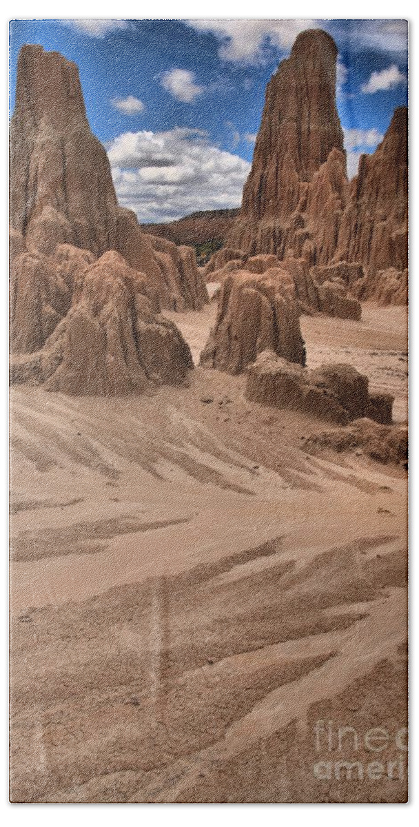 Cathedral Gorge Bath Towel featuring the photograph Cathedral Gorge Towers Portrait by Adam Jewell