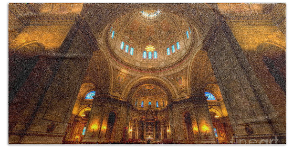 Architecture Bath Towel featuring the photograph Cathedral of St Paul Wide Interior St Paul Minnesota by Wayne Moran