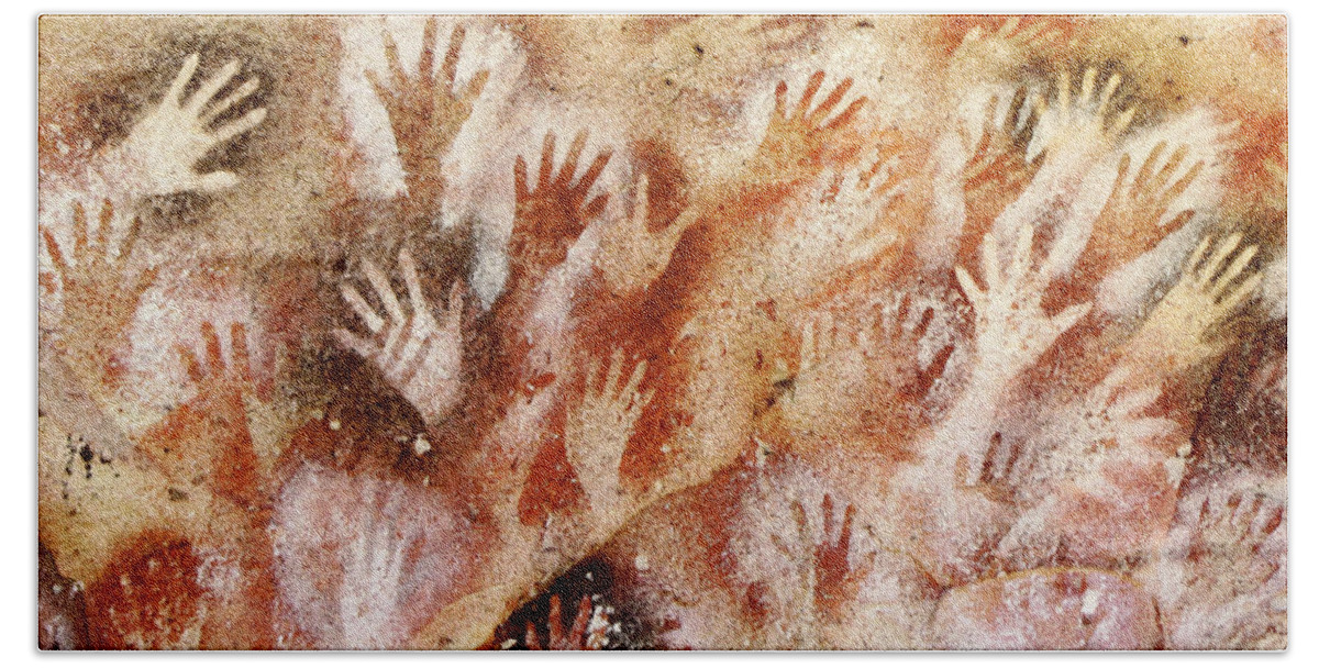 Cave Of The Hands Bath Towel featuring the digital art Cave of the Hands - Cueva de las Manos by Weston Westmoreland