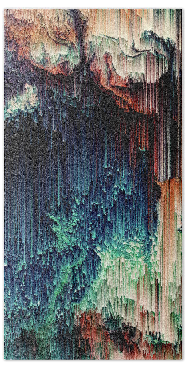 Trippy Hand Towel featuring the digital art Cave of Wonders - Pixel Art by Jennifer Walsh