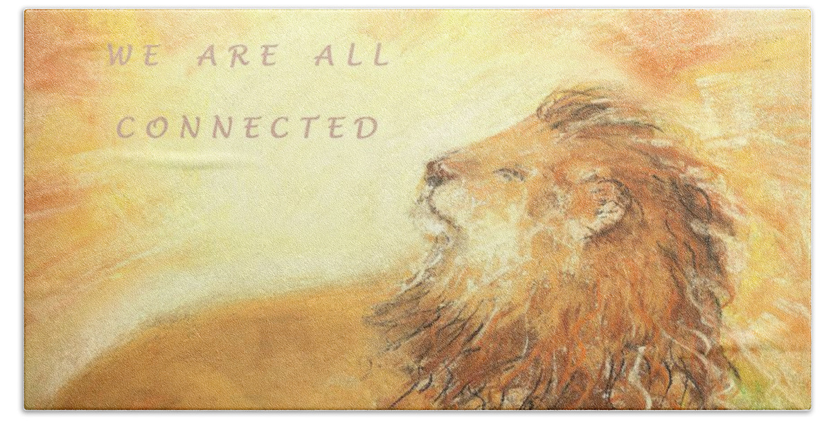 Lion Hand Towel featuring the drawing Cecil The Lion by Denise F Fulmer