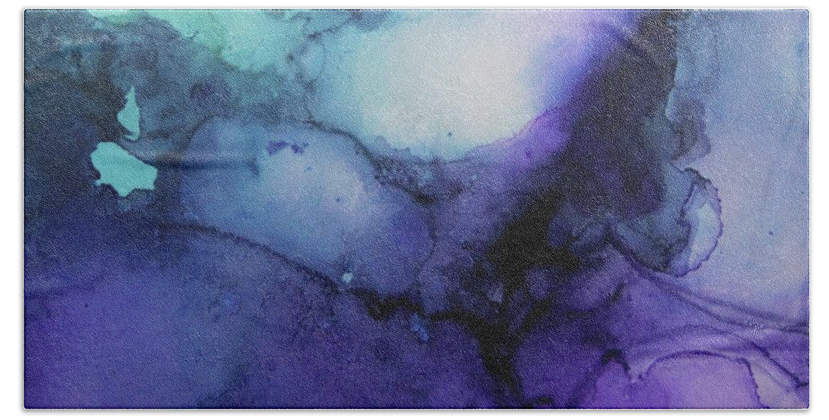 Alcohol Inks Bath Towel featuring the painting Celestial by Tracy Male
