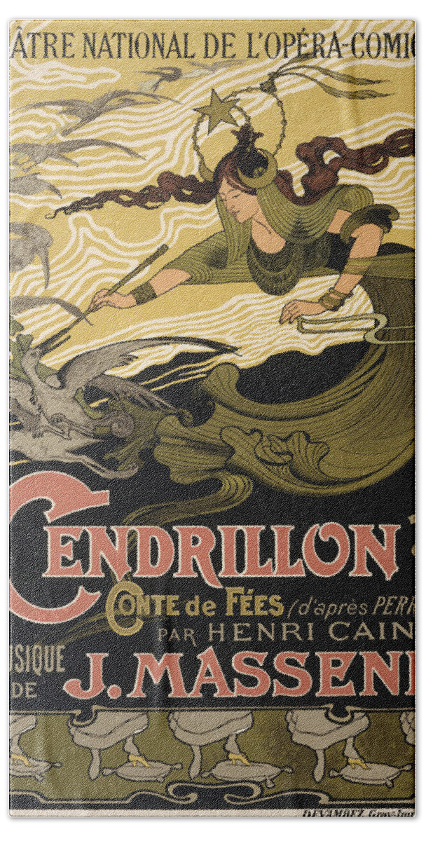 Paris Poster Bath Towel featuring the painting Cendrillon Poster 1899 by Vincent Monozlay