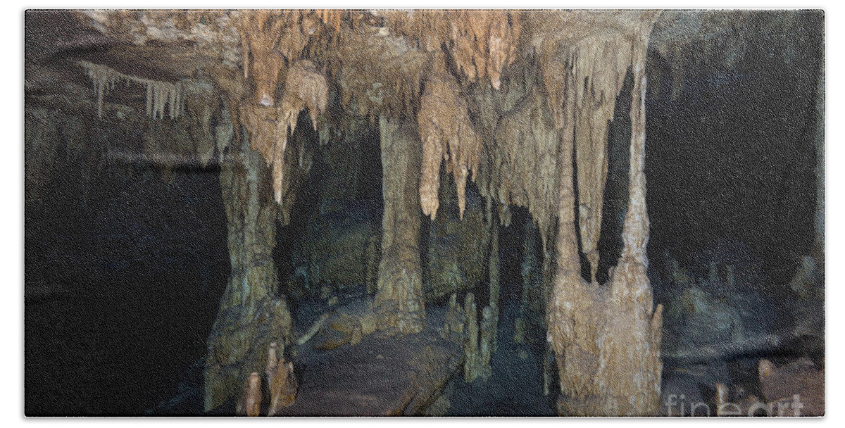 Stalactite Bath Towel featuring the photograph Cenote - Underwater Cave in Mexico by Anthony Totah