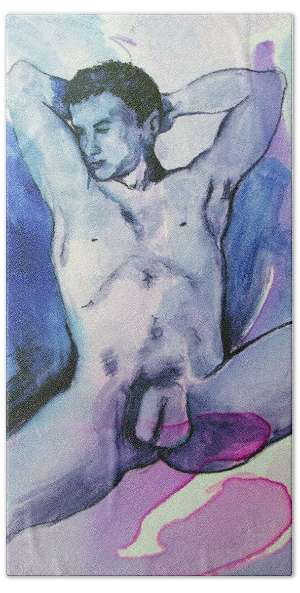 Nude Boy Bath Towel featuring the painting Chance by Rene Capone