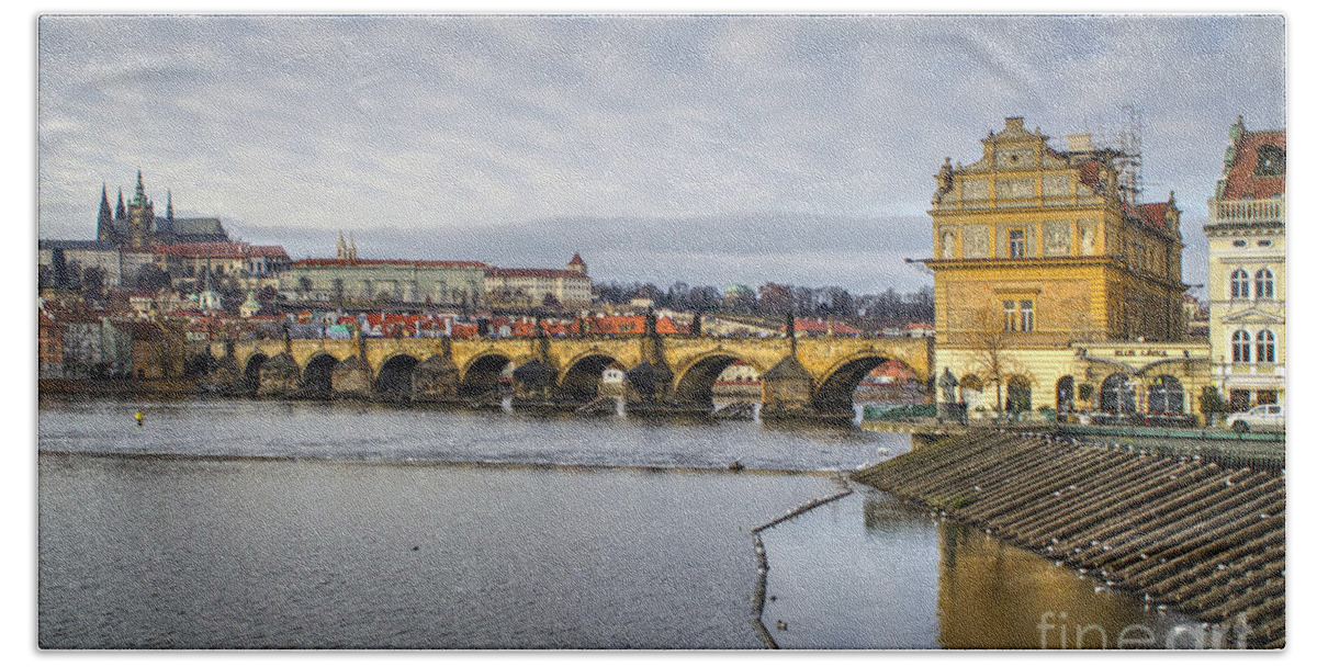 Charles Bridge Prague Hand Towel featuring the photograph Charles Bridge by Smart Aviation
