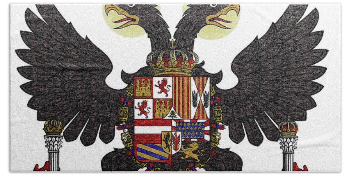 Charles V Hand Towel featuring the painting Charles V - Coat of Arms by AM FineArtPrints