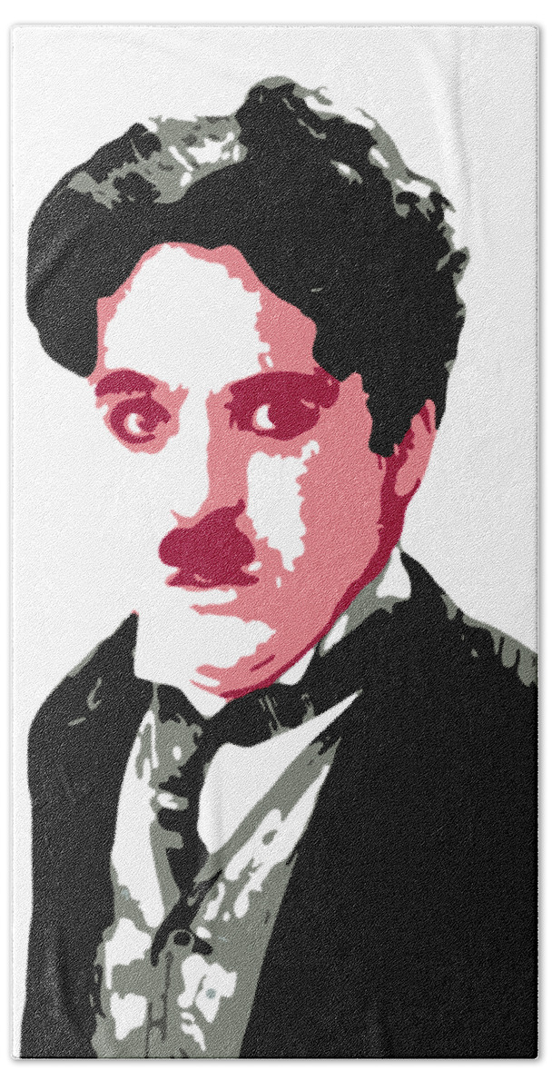 Charlie Chaplin Bath Towel featuring the digital art Charlie Chaplin by DB Artist
