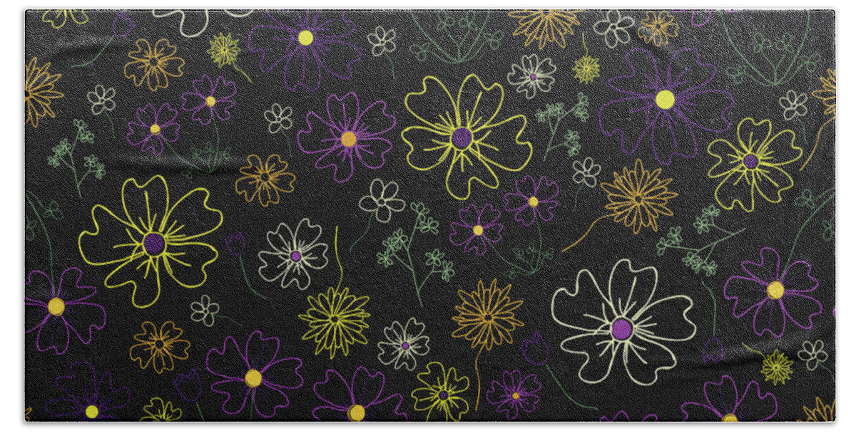 Pattern Bath Towel featuring the digital art Charming Blooms Garden Party by Lisa Blake