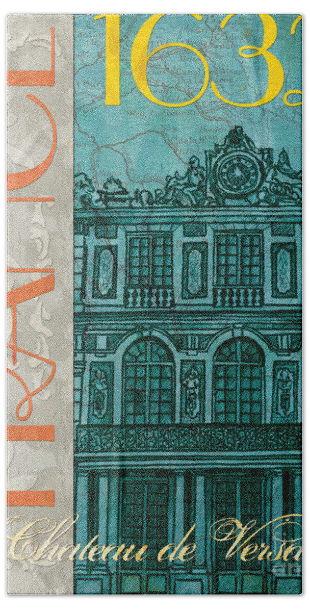 France Hand Towel featuring the painting Chateau de Versailles by Debbie DeWitt