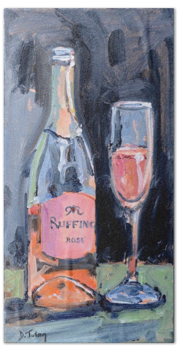 Champagne Hand Towel featuring the painting Cheers by Donna Tuten