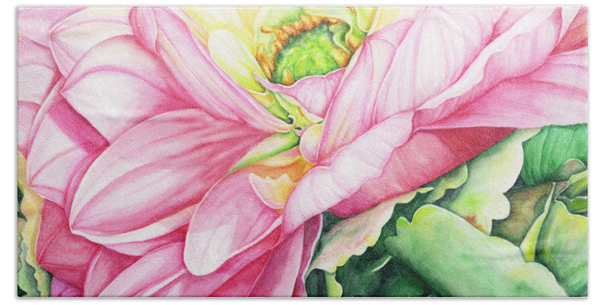Dahlia Watercolor Bath Towel featuring the painting Chelsea's Bouquet 2 by Lori Taylor