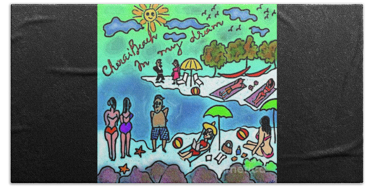 Beach Painting Hand Towel featuring the digital art Cherai Beach by Latha Gokuldas Panicker