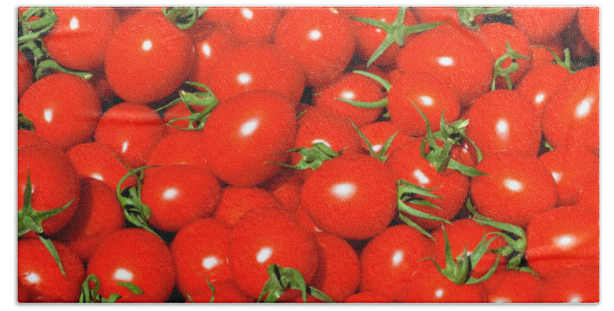 Cherry Tomatoes Hand Towel featuring the photograph Cherry tomatoes by Bruce Block
