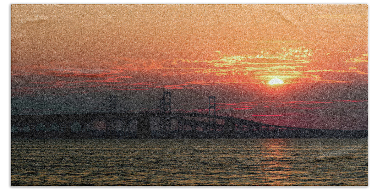 Sunset Hand Towel featuring the photograph Chesapeake Bay Bridge Sunset 3 by Richard Macquade