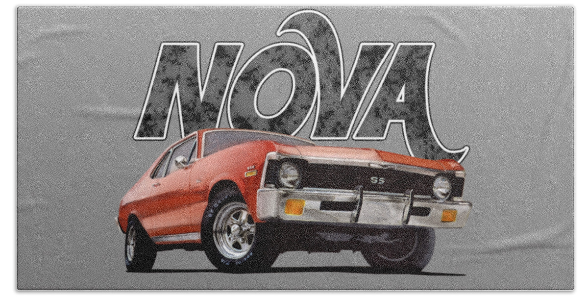 1970 Bath Sheet featuring the digital art Chevy Nova by Paul Kuras