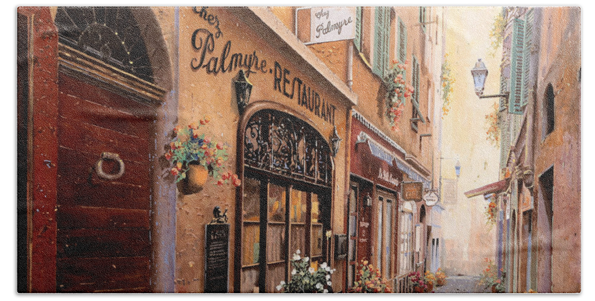 Nice Hand Towel featuring the painting Chez Palmyre by Guido Borelli
