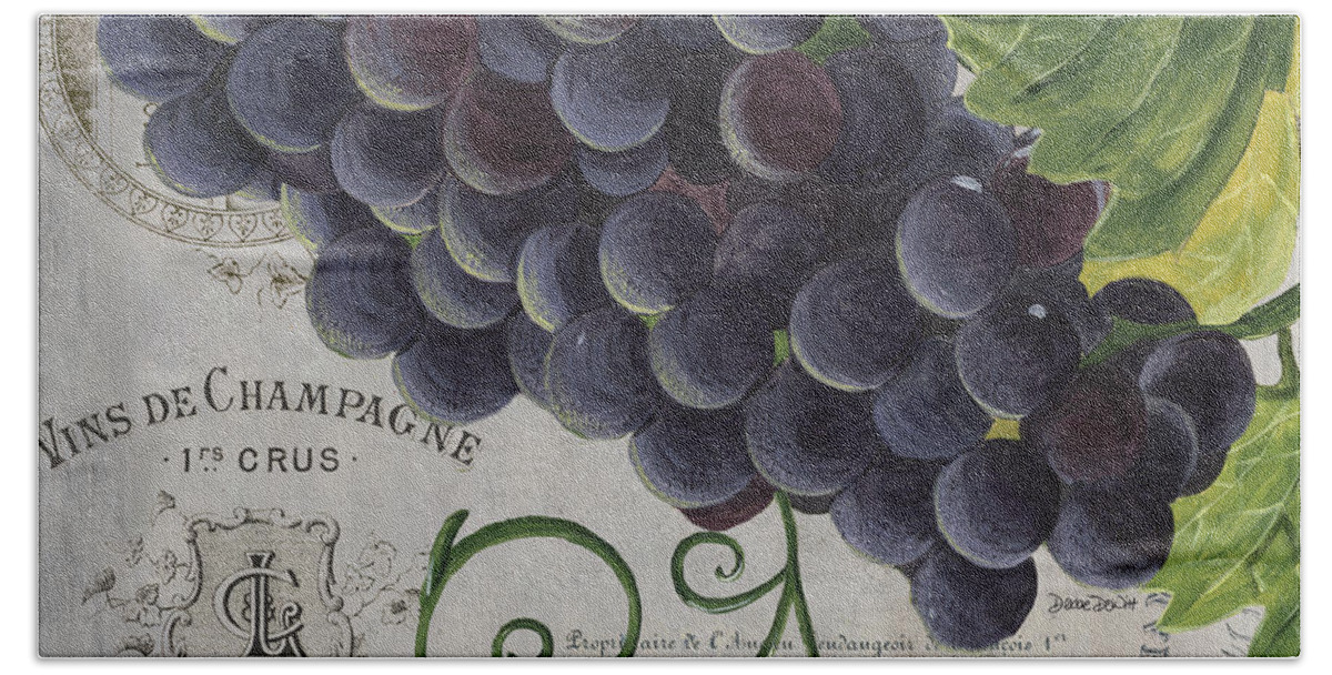 Grapes Hand Towel featuring the painting Vins de Champagne 2 by Debbie DeWitt