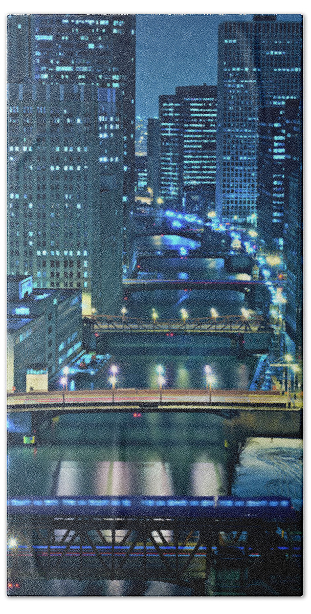 Chicago Hand Towel featuring the photograph Chicago Bridges by Steve Gadomski