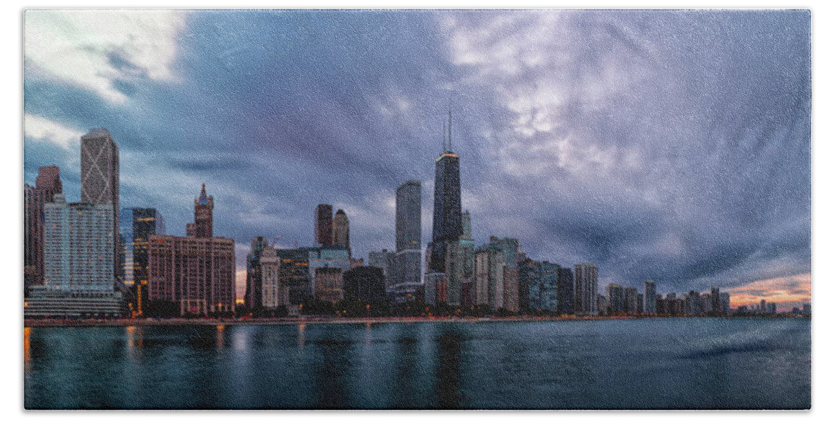 Chicago Hand Towel featuring the photograph Chicago Cloudscape by Raf Winterpacht