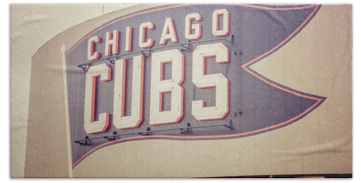 America Hand Towel featuring the photograph Chicago Cubs Sign Vintage Picture by Paul Velgos