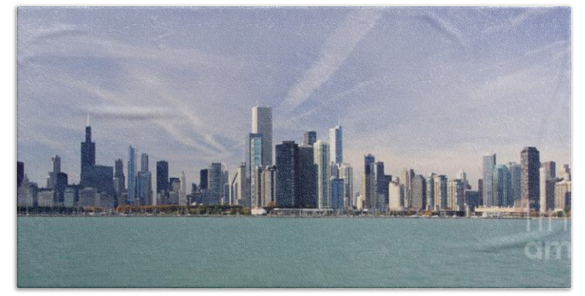 Chicago Bath Towel featuring the photograph Chicago Skyline by Richard Lynch