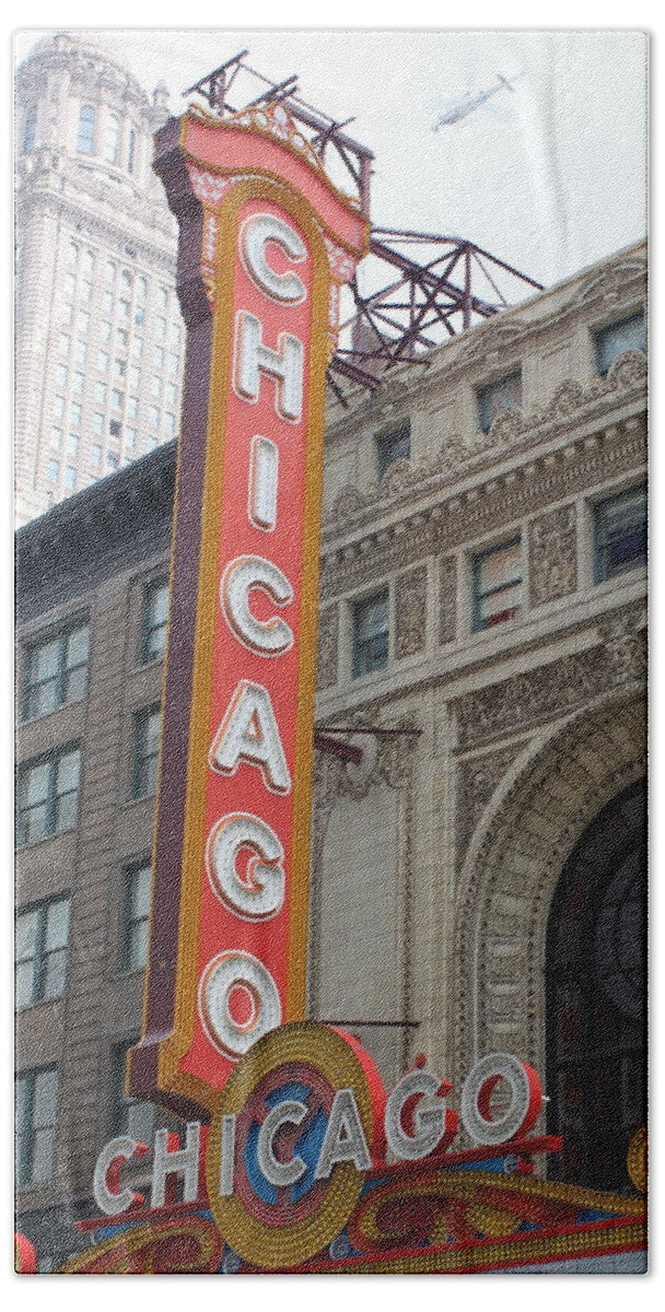 Chicago Hand Towel featuring the photograph Chicago Theater Sign by Lauri Novak
