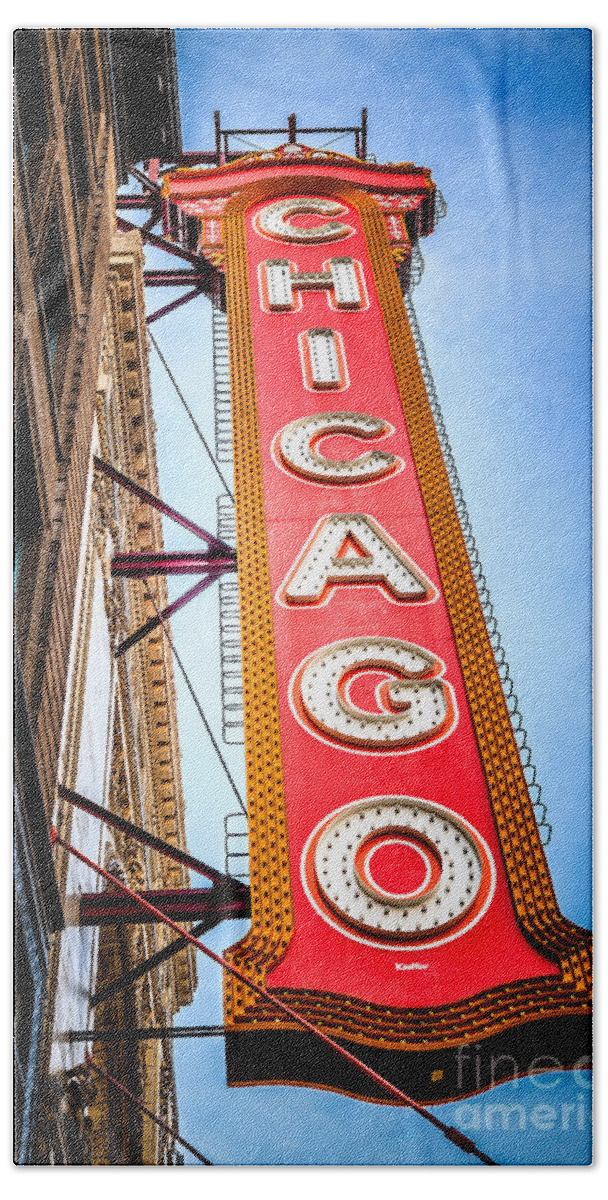 America Hand Towel featuring the photograph Chicago Theater Sign Picture by Paul Velgos