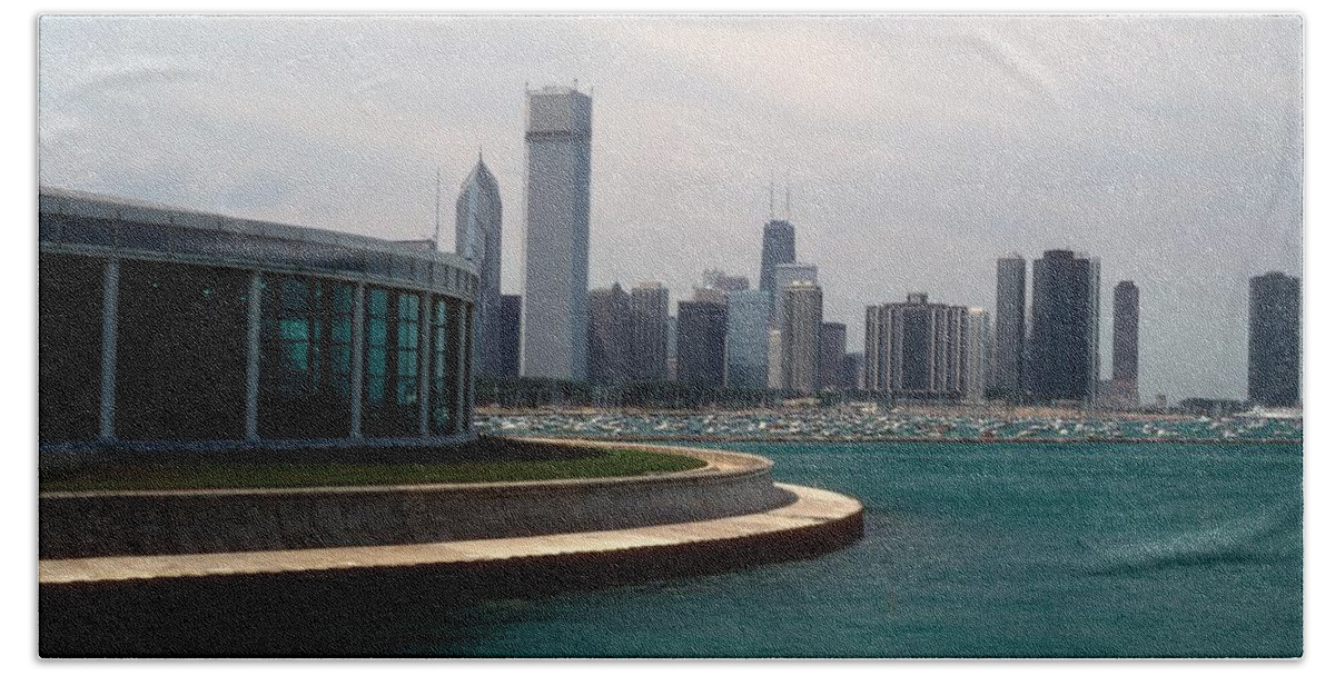 Chicago Bath Sheet featuring the photograph Chicago Waterfront by Gary Wonning