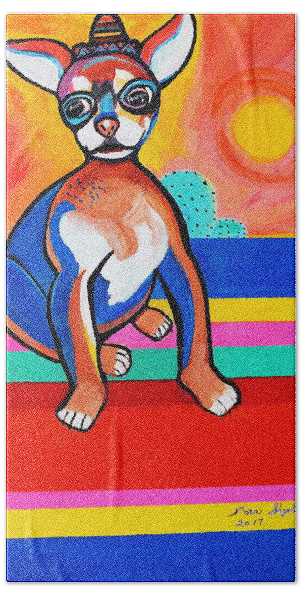 Chico Bath Towel featuring the painting Chico by Nora Shepley