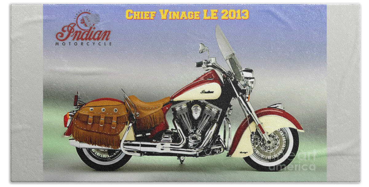 Motorcycle Hand Towel featuring the digital art Chief Vintage LE 2013 by Ian Gledhill