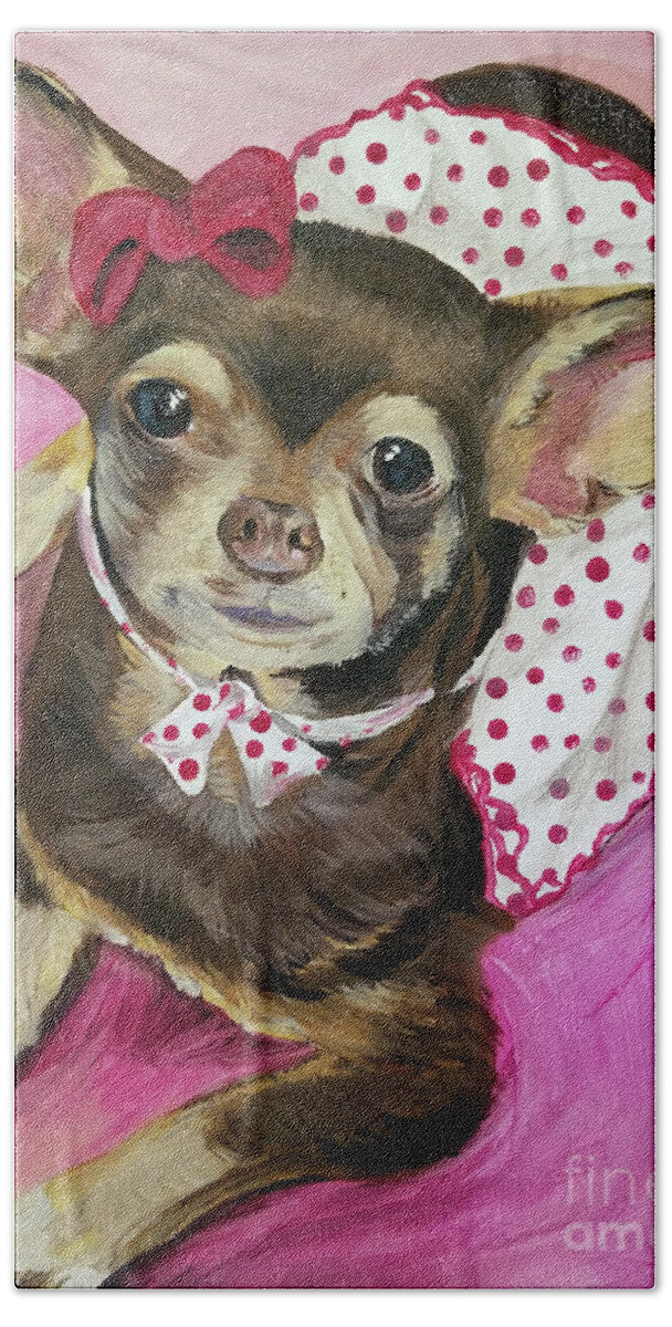 Chihuahua Hand Towel featuring the painting Chihuahua by Deb Arndt