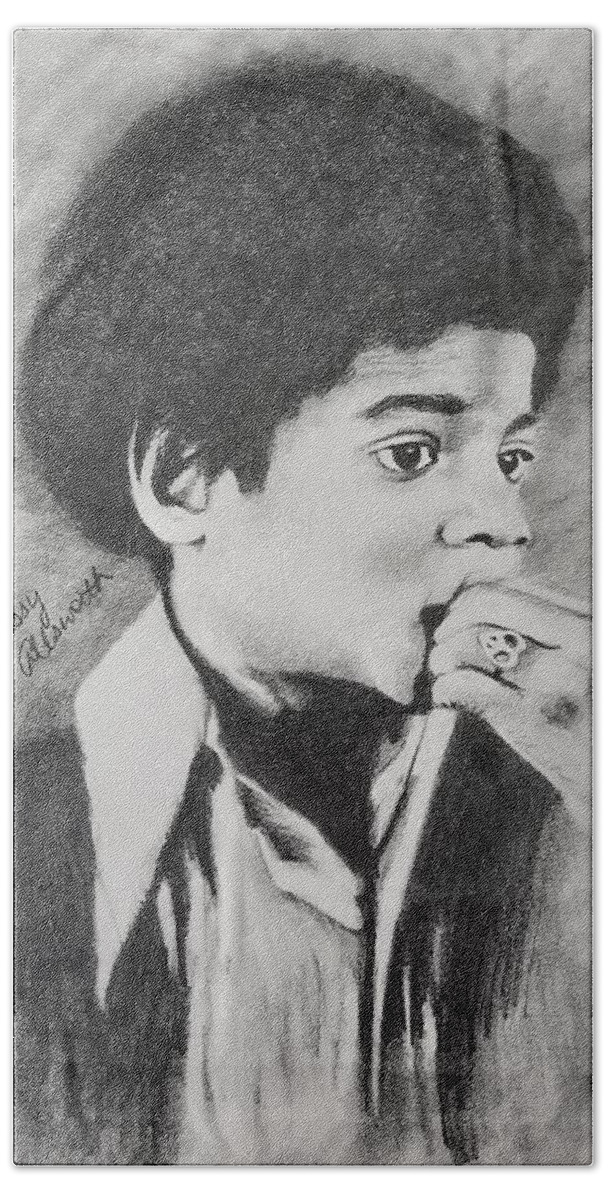 Michael Jackson Hand Towel featuring the drawing Childlike by Cassy Allsworth