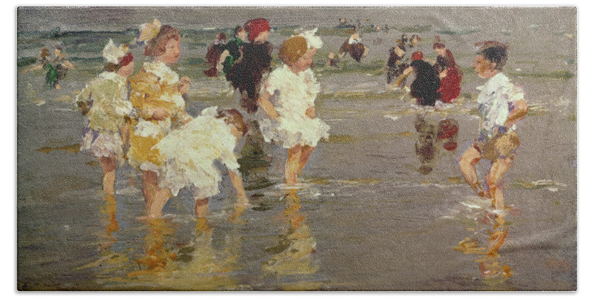 Water Hand Towel featuring the painting Children on the Beach by Edward Henry Potthast