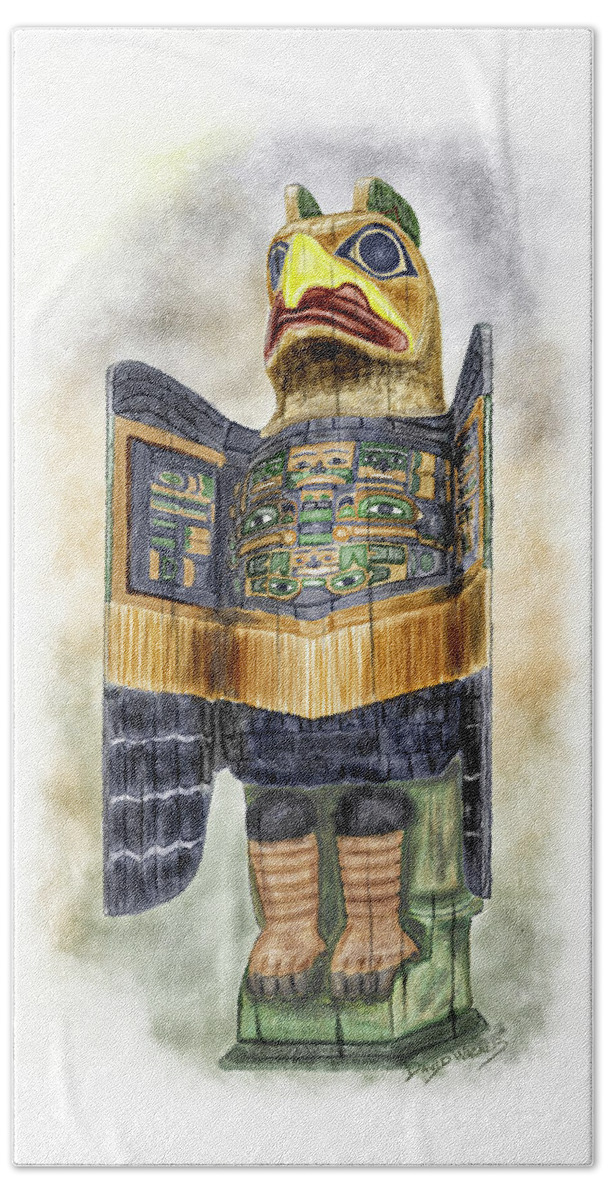 Alaska Hand Towel featuring the painting Chilkat Eagle by David Wagner