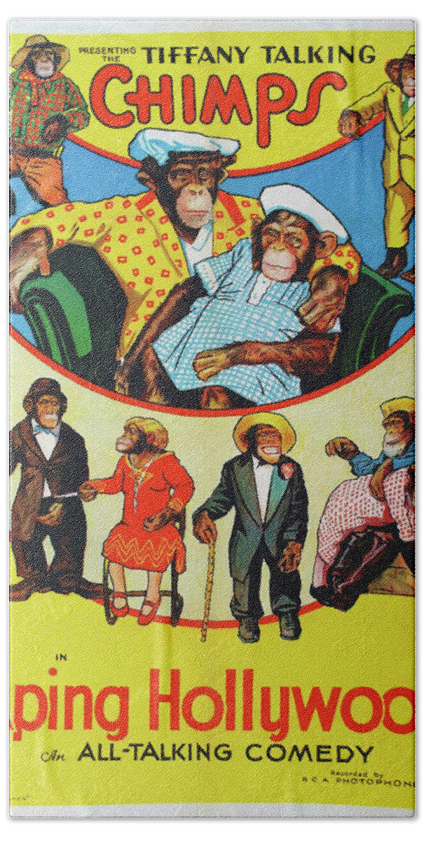 Movie Bath Towel featuring the mixed media Chimps 1931 by Mountain Dreams